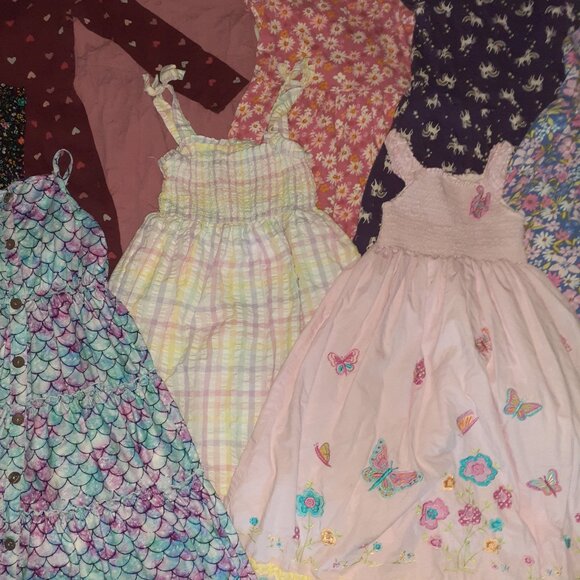 Lot of 9 kids dresses Floral sleeveless long maxi short sleeve-GIRLS SIZE L 10 - Picture 3 of 5